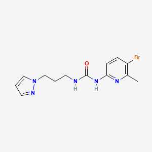 molecular formula C13H16BrN5O B7632549 1-(5-Bromo-6-methylpyridin-2-yl)-3-(3-pyrazol-1-ylpropyl)urea 
