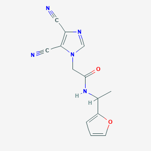 molecular formula C13H11N5O2 B7632555 2-(4,5-dicyanoimidazol-1-yl)-N-[1-(furan-2-yl)ethyl]acetamide 