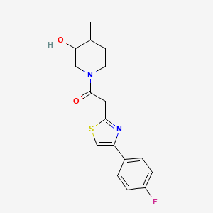 molecular formula C17H19FN2O2S B7632560 2-[4-(4-Fluorophenyl)-1,3-thiazol-2-yl]-1-(3-hydroxy-4-methylpiperidin-1-yl)ethanone 