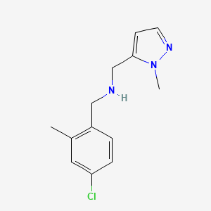 molecular formula C13H16ClN3 B7632572 1-(4-chloro-2-methylphenyl)-N-[(2-methylpyrazol-3-yl)methyl]methanamine 