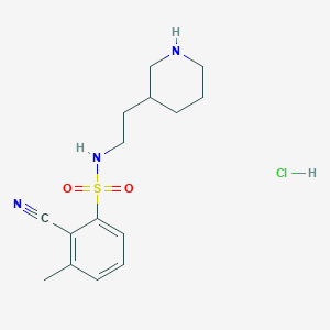 molecular formula C15H22ClN3O2S B7632583 2-cyano-3-methyl-N-(2-piperidin-3-ylethyl)benzenesulfonamide;hydrochloride 