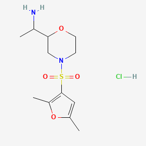 molecular formula C12H21ClN2O4S B7632596 1-[4-(2,5-Dimethylfuran-3-yl)sulfonylmorpholin-2-yl]ethanamine;hydrochloride 