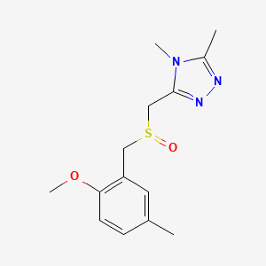 molecular formula C14H19N3O2S B7632615 3-[(2-Methoxy-5-methylphenyl)methylsulfinylmethyl]-4,5-dimethyl-1,2,4-triazole 