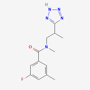 molecular formula C13H16FN5O B7632629 3-fluoro-N,5-dimethyl-N-[2-(2H-tetrazol-5-yl)propyl]benzamide 