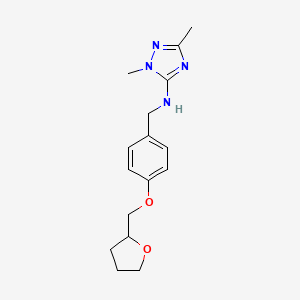 molecular formula C16H22N4O2 B7632641 2,5-dimethyl-N-[[4-(oxolan-2-ylmethoxy)phenyl]methyl]-1,2,4-triazol-3-amine 