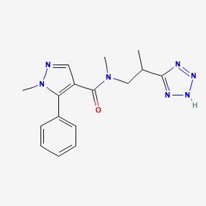 molecular formula C16H19N7O B7632671 N,1-dimethyl-5-phenyl-N-[2-(2H-tetrazol-5-yl)propyl]pyrazole-4-carboxamide 