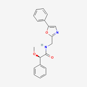 molecular formula C19H18N2O3 B7632677 (2R)-2-methoxy-2-phenyl-N-[(5-phenyl-1,3-oxazol-2-yl)methyl]acetamide 