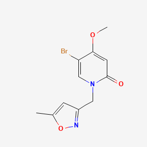 molecular formula C11H11BrN2O3 B7632679 5-Bromo-4-methoxy-1-[(5-methyl-1,2-oxazol-3-yl)methyl]pyridin-2-one 