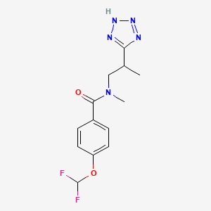 molecular formula C13H15F2N5O2 B7632689 4-(difluoromethoxy)-N-methyl-N-[2-(2H-tetrazol-5-yl)propyl]benzamide 
