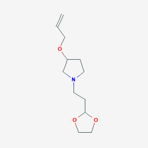 molecular formula C12H21NO3 B7632708 1-[2-(1,3-Dioxolan-2-yl)ethyl]-3-prop-2-enoxypyrrolidine 