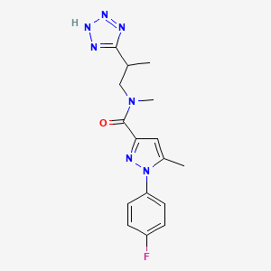 molecular formula C16H18FN7O B7632718 1-(4-fluorophenyl)-N,5-dimethyl-N-[2-(2H-tetrazol-5-yl)propyl]pyrazole-3-carboxamide 