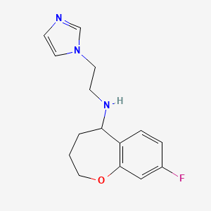 molecular formula C15H18FN3O B7632720 8-fluoro-N-(2-imidazol-1-ylethyl)-2,3,4,5-tetrahydro-1-benzoxepin-5-amine 