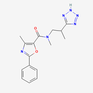 molecular formula C16H18N6O2 B7632728 N,4-dimethyl-2-phenyl-N-[2-(2H-tetrazol-5-yl)propyl]-1,3-oxazole-5-carboxamide 