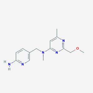 molecular formula C14H19N5O B7632760 N-[(6-aminopyridin-3-yl)methyl]-2-(methoxymethyl)-N,6-dimethylpyrimidin-4-amine 