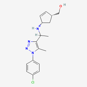 molecular formula C17H21ClN4O B7632767 [(1R,4S)-4-[1-[1-(4-chlorophenyl)-5-methyltriazol-4-yl]ethylamino]cyclopent-2-en-1-yl]methanol 