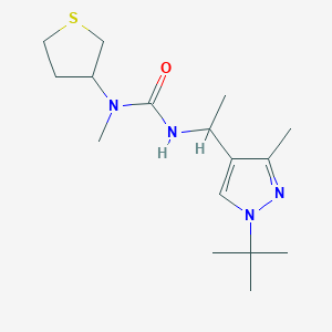 molecular formula C16H28N4OS B7632771 3-[1-(1-Tert-butyl-3-methylpyrazol-4-yl)ethyl]-1-methyl-1-(thiolan-3-yl)urea 