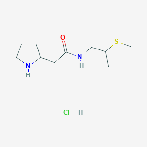 molecular formula C10H21ClN2OS B7632795 N-(2-methylsulfanylpropyl)-2-pyrrolidin-2-ylacetamide;hydrochloride 