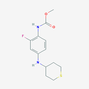 molecular formula C13H17FN2O2S B7632798 methyl N-[2-fluoro-4-(thian-4-ylamino)phenyl]carbamate 