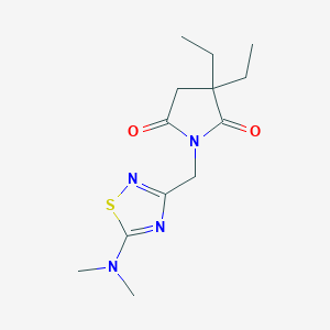 molecular formula C13H20N4O2S B7632812 1-[[5-(Dimethylamino)-1,2,4-thiadiazol-3-yl]methyl]-3,3-diethylpyrrolidine-2,5-dione 