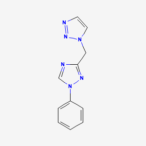 molecular formula C11H10N6 B7632839 1-Phenyl-3-(triazol-1-ylmethyl)-1,2,4-triazole 