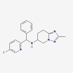 molecular formula C19H20FN5 B7632842 N-[(5-fluoropyridin-2-yl)-phenylmethyl]-2-methyl-5,6,7,8-tetrahydro-[1,2,4]triazolo[1,5-a]pyridin-6-amine 