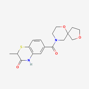 molecular formula C17H20N2O4S B7632850 6-(2,6-dioxa-9-azaspiro[4.5]decane-9-carbonyl)-2-methyl-4H-1,4-benzothiazin-3-one 