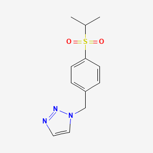 molecular formula C12H15N3O2S B7632867 1-[(4-Propan-2-ylsulfonylphenyl)methyl]triazole 
