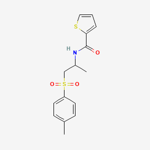 molecular formula C15H17NO3S2 B7632874 N-[1-(4-methylphenyl)sulfonylpropan-2-yl]thiophene-2-carboxamide 