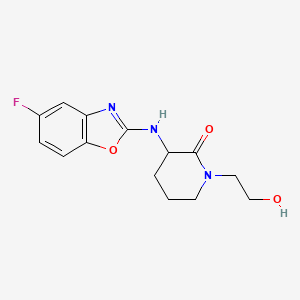 molecular formula C14H16FN3O3 B7632921 3-[(5-Fluoro-1,3-benzoxazol-2-yl)amino]-1-(2-hydroxyethyl)piperidin-2-one 