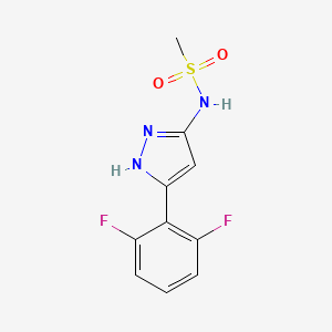 molecular formula C10H9F2N3O2S B7632925 N-[5-(2,6-difluorophenyl)-1H-pyrazol-3-yl]methanesulfonamide 
