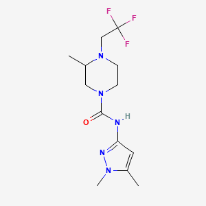 molecular formula C13H20F3N5O B7632931 N-(1,5-dimethylpyrazol-3-yl)-3-methyl-4-(2,2,2-trifluoroethyl)piperazine-1-carboxamide 