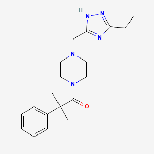 molecular formula C19H27N5O B7632983 1-[4-[(3-ethyl-1H-1,2,4-triazol-5-yl)methyl]piperazin-1-yl]-2-methyl-2-phenylpropan-1-one 