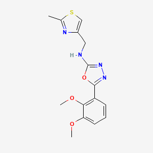 molecular formula C15H16N4O3S B7632985 5-(2,3-dimethoxyphenyl)-N-[(2-methyl-1,3-thiazol-4-yl)methyl]-1,3,4-oxadiazol-2-amine 