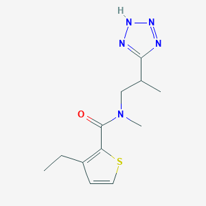 molecular formula C12H17N5OS B7633015 3-ethyl-N-methyl-N-[2-(2H-tetrazol-5-yl)propyl]thiophene-2-carboxamide 