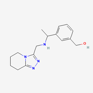 molecular formula C16H22N4O B7633017 [3-[1-(5,6,7,8-Tetrahydro-[1,2,4]triazolo[4,3-a]pyridin-3-ylmethylamino)ethyl]phenyl]methanol 