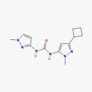 molecular formula C13H18N6O B7633023 1-(5-Cyclobutyl-2-methylpyrazol-3-yl)-3-(1-methylpyrazol-3-yl)urea 