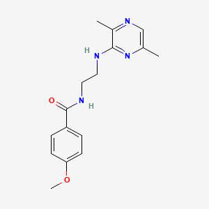 molecular formula C16H20N4O2 B7633068 N-[2-[(3,6-dimethylpyrazin-2-yl)amino]ethyl]-4-methoxybenzamide 