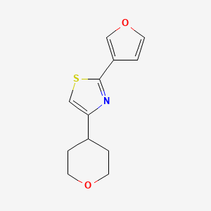 molecular formula C12H13NO2S B7633083 2-(Furan-3-yl)-4-(oxan-4-yl)-1,3-thiazole 