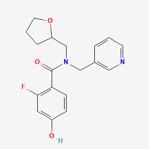 molecular formula C18H19FN2O3 B7633087 2-fluoro-4-hydroxy-N-(oxolan-2-ylmethyl)-N-(pyridin-3-ylmethyl)benzamide 