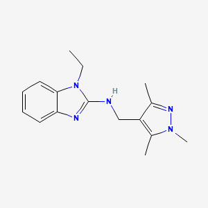molecular formula C16H21N5 B7633090 1-ethyl-N-[(1,3,5-trimethylpyrazol-4-yl)methyl]benzimidazol-2-amine 