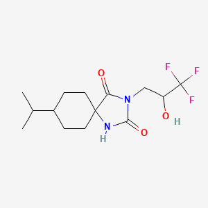 molecular formula C14H21F3N2O3 B7633095 8-Propan-2-yl-3-(3,3,3-trifluoro-2-hydroxypropyl)-1,3-diazaspiro[4.5]decane-2,4-dione 