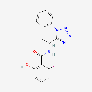 molecular formula C16H14FN5O2 B7633127 2-fluoro-6-hydroxy-N-[1-(1-phenyltetrazol-5-yl)ethyl]benzamide 