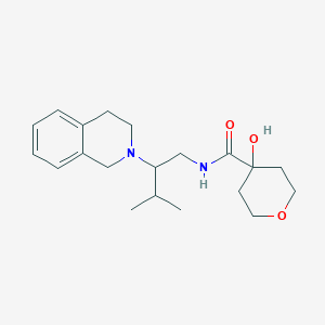 molecular formula C20H30N2O3 B7633133 N-[2-(3,4-dihydro-1H-isoquinolin-2-yl)-3-methylbutyl]-4-hydroxyoxane-4-carboxamide 