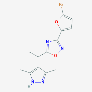 molecular formula C13H13BrN4O2 B7633134 3-(5-bromofuran-2-yl)-5-[1-(3,5-dimethyl-1H-pyrazol-4-yl)ethyl]-1,2,4-oxadiazole 