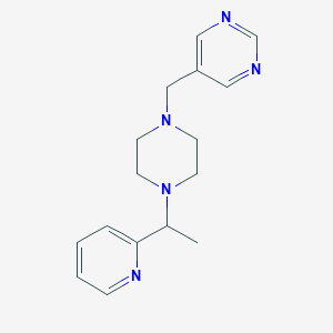 molecular formula C16H21N5 B7633141 5-[[4-(1-Pyridin-2-ylethyl)piperazin-1-yl]methyl]pyrimidine 