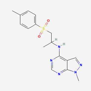 molecular formula C16H19N5O2S B7633165 1-methyl-N-[1-(4-methylphenyl)sulfonylpropan-2-yl]pyrazolo[3,4-d]pyrimidin-4-amine 