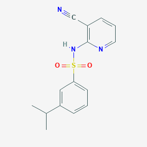 molecular formula C15H15N3O2S B7633172 N-(3-cyanopyridin-2-yl)-3-propan-2-ylbenzenesulfonamide 