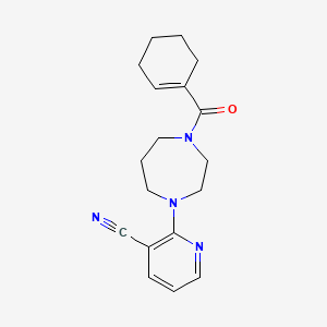 molecular formula C18H22N4O B7633212 2-[4-(Cyclohexene-1-carbonyl)-1,4-diazepan-1-yl]pyridine-3-carbonitrile 