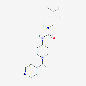 molecular formula C20H34N4O B7633226 1-[1-(1-Pyridin-4-ylethyl)piperidin-4-yl]-3-(2,2,3-trimethylbutyl)urea 