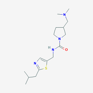 molecular formula C16H28N4OS B7633234 3-[(dimethylamino)methyl]-N-[[2-(2-methylpropyl)-1,3-thiazol-5-yl]methyl]pyrrolidine-1-carboxamide 